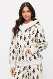 WHIMSICAL CAT TAILS PRINT ZIP UP HOODIE: M