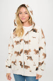 SQUIRREL PRINT ZIP UP HOODIE: S