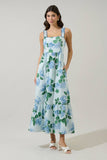 Mirla Floral Krisy Sleeveless Maxi Dress: BLUE-GREEN-MUL / M