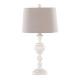 Morocco 30" Poly Table Lamp - Set of 2: Distressed Off-white, Soft Grey Linen