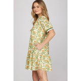 NEW PRINTED MINI DRESS: BLUE / L