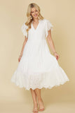 Solid Lace Tiered Dress: Black