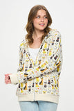 COLORFUL MULTI DOG PRINT ZIP UP HOODIE: S