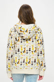 COLORFUL MULTI DOG PRINT ZIP UP HOODIE: S