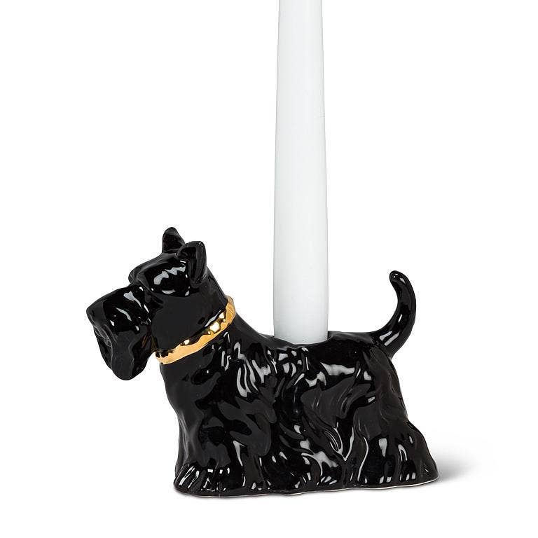 Scottie Dog Taper Holder-6"L: Black