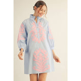 NEW floral applique shift dress: KELLY GREEN / S