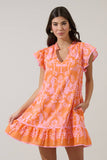Davina Floral Ebba Shift Mini Dress: PINK-ORG-MUL / S