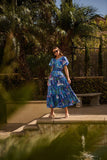 Punta Alta Ordy Smocked Midi Dress: COBALT-COMBO / S
