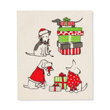 S/2 Holiday Dogs Dishcloths-6.5x8"L
