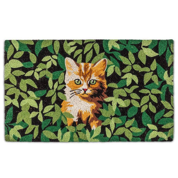 Kitten in Greenery Doormat-18x30