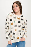 CUTE MULTI-KITTEN FACE SWEATSHIRT: XL