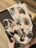 Scarvii - Playful Cat Print Scarf: Black