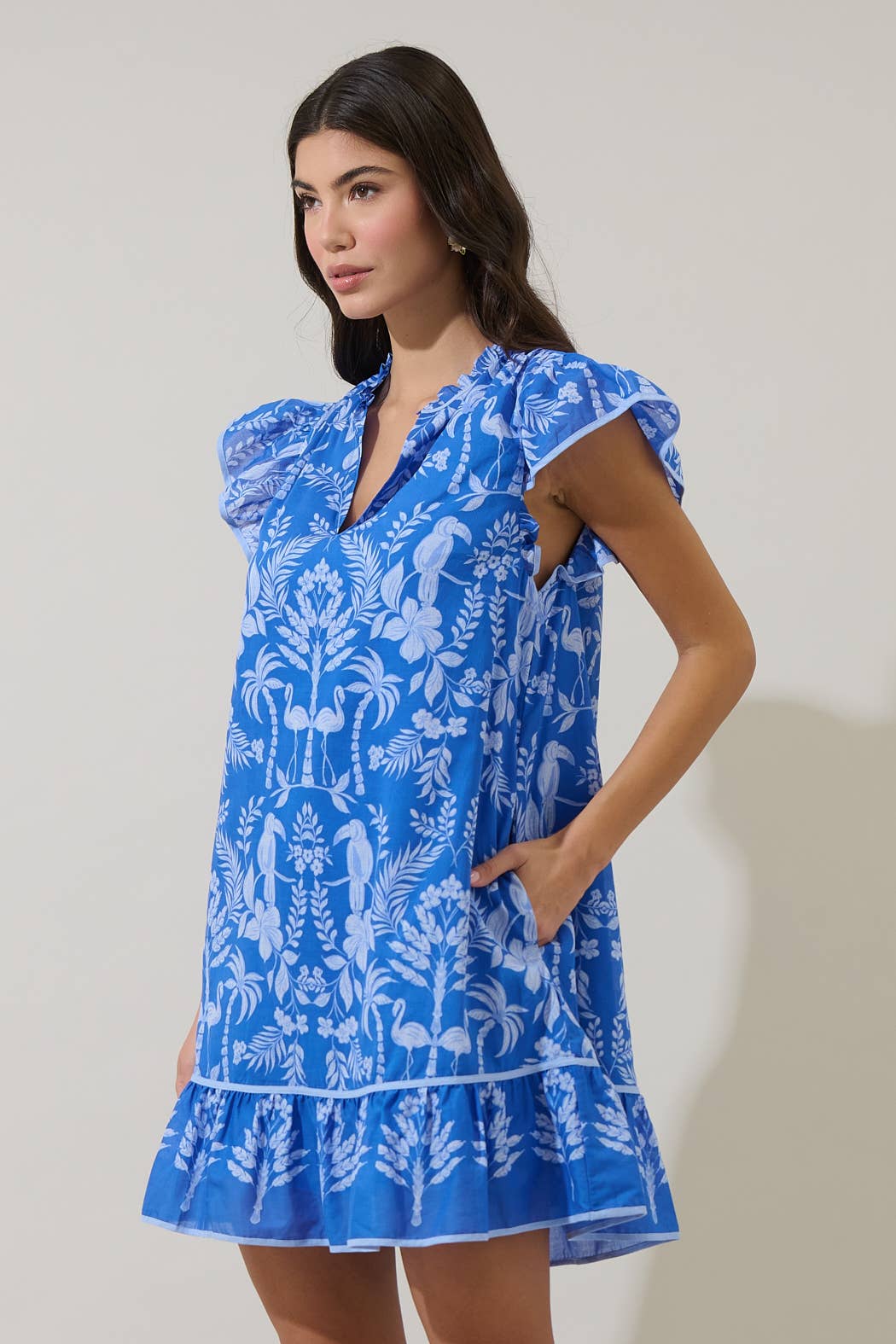 Davina Floral Ebba Shift Mini Dress: PINK-ORG-MUL / S