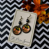 Retro Jack O Lantern in Witch Hat Halloween Earrings