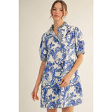 NEW Floral Dress: ROYAL / M