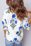 LDC Spring Wild Flower Print V Neck 3/4 Sleeve Blouse|S-4X: Pink / XL