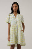 Trinny Floral Kara Shift Mini Dress: White-Yellow / L