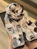 Scarvii - Playful Cat Print Scarf: Red