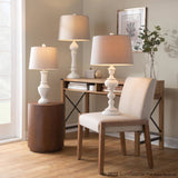 Morocco 30" Poly Table Lamp - Set of 2: Distressed Off-white, Soft Grey Linen