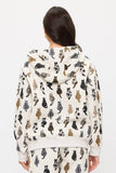 WHIMSICAL CAT TAILS PRINT ZIP UP HOODIE: M