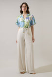 Erie Split Neck Top Khloey Floral: WHT-BLUE-MUL / L