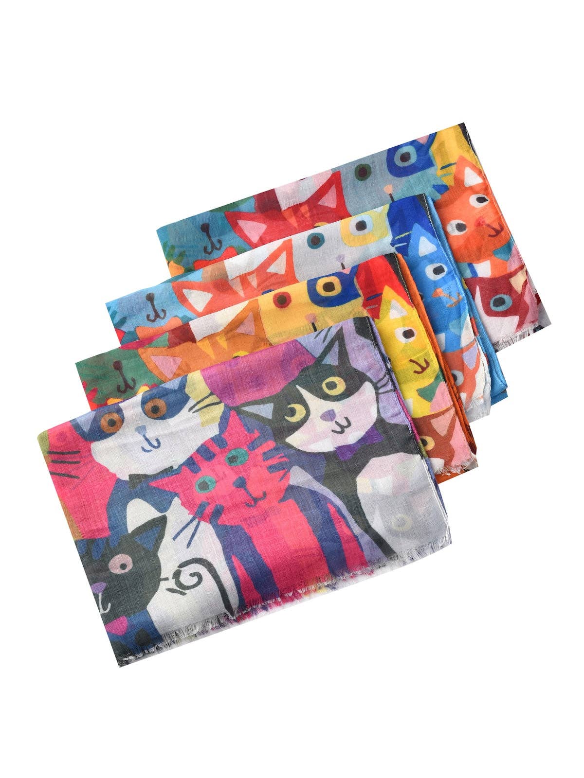 Scarvii – Cartoon Cat Print Scarf: Purple
