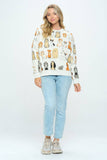 COLORFUL DOGS PRINT SWEATSHIRT: S