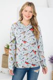 Bird Print Plus Size Hoodie With Pocket: 1XL