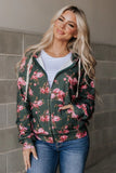 Fullzip University Sweatshirt - My Sweater Half Pink Floral Hoodie 2357