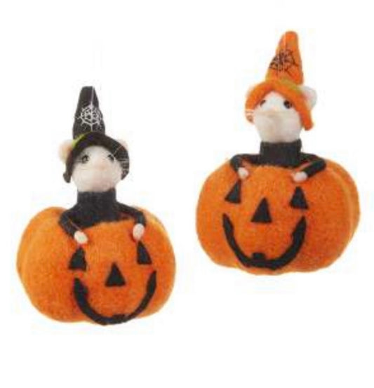 Halloween Mouse in Pumpkin Felt Ornament