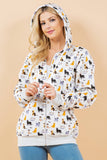 Colorful Cat Zipper hoodie: M