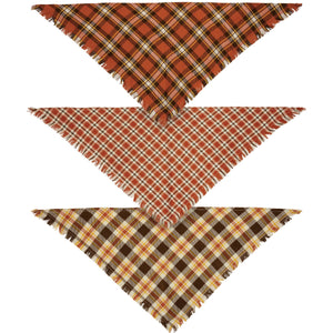 Fall Plaid Medium Pet Bandana Set