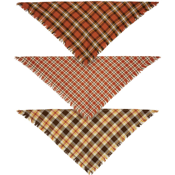 Fall Plaid Medium Pet Bandana Set