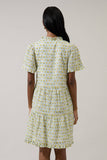 Trinny Floral Kara Shift Mini Dress: White-Yellow / S
