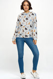 Allover Colorful Cat print Hoodie With Pocket: XL