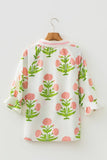 LDC Spring Wild Flower Print V Neck 3/4 Sleeve Blouse|S-4X: Pink / S