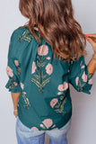 LDC Spring Wild Flower Print V Neck 3/4 Sleeve Blouse|S-4X: Pink / L