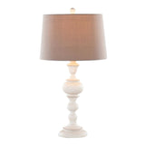 Morocco 30" Poly Table Lamp - Set of 2: Distressed Off-white, Soft Grey Linen