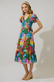 Novi Tropical Patte Tiered Midi Dress: KELLY-MULTI / XS
