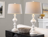 Morocco 30" Poly Table Lamp - Set of 2: Distressed Off-white, Soft Grey Linen