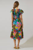 Novi Tropical Patte Tiered Midi Dress: KELLY-MULTI / XS