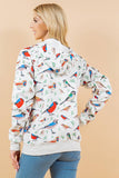 All Over Bird Zipper Hoodie: M