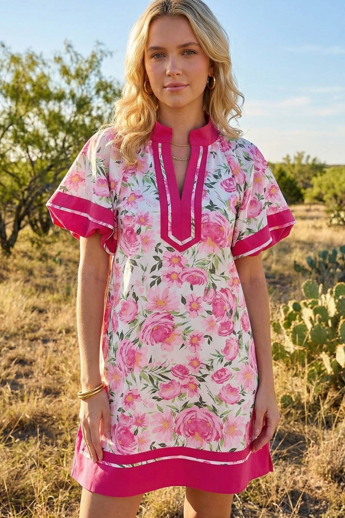 Pink Floral Tunic Dress
