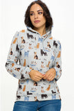 Allover Colorful Cat print Hoodie With Pocket: XL