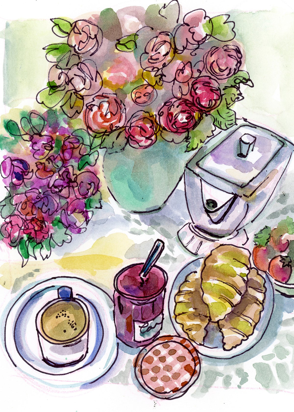 Watercolor Breakfast by Carrie Hannegan