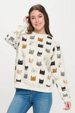 CUTE MULTI-KITTEN FACE SWEATSHIRT: S