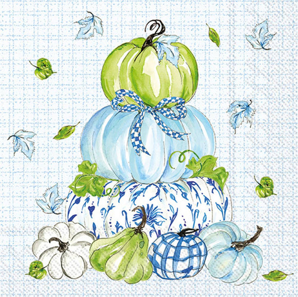 Paper Cocktail Napkin 20Ct Chinoiserie Stacked Pumpkins Fall