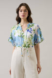 Erie Split Neck Top Khloey Floral: WHT-BLUE-MUL / XL
