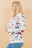 All Over Bird Zipper Hoodie: L