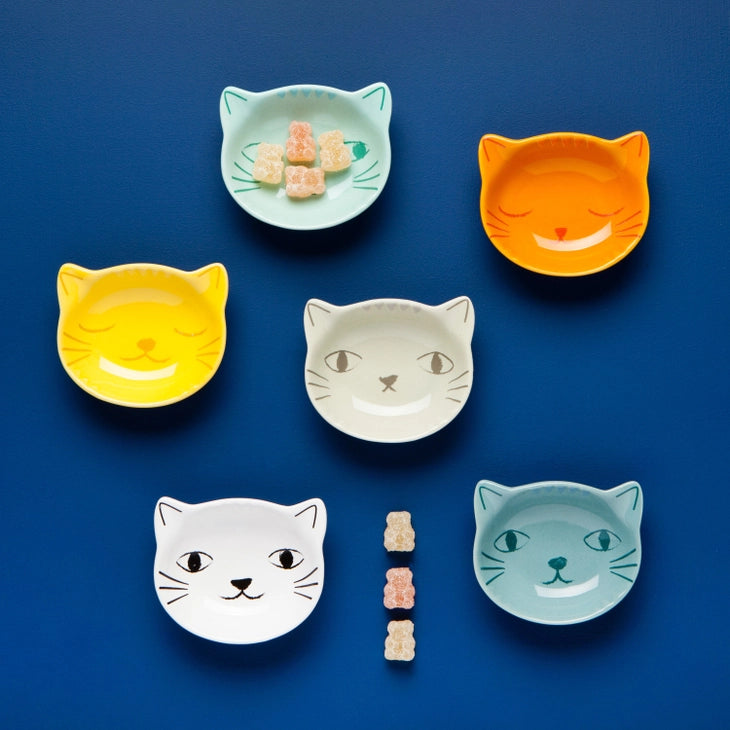 Purrfect Shaped Pinch Bowls Set of 6 Cat Dishes